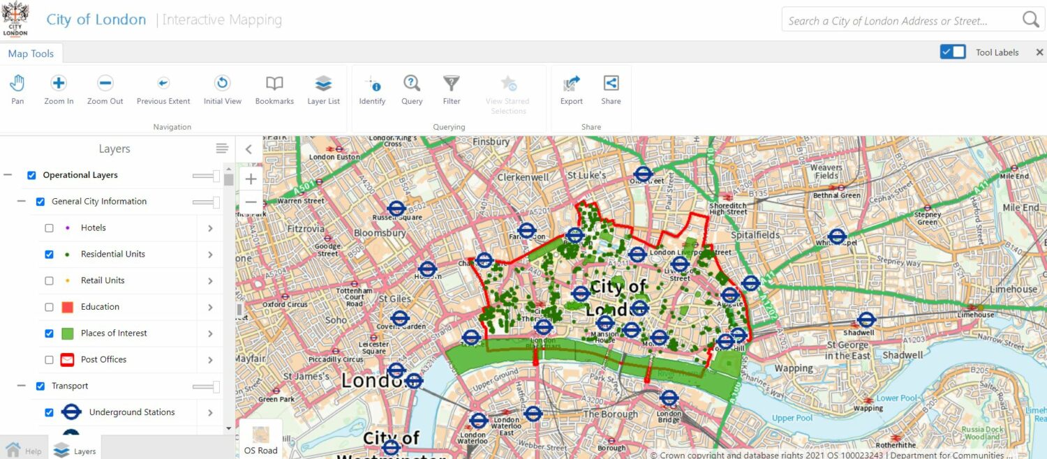 City of London 地圖 - 倫敦交通教育景點資訊
