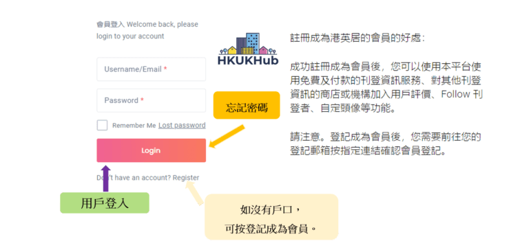Login register dashboard HKUKHub