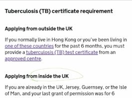 香港tb Test 可以用在英國申請bno Visa