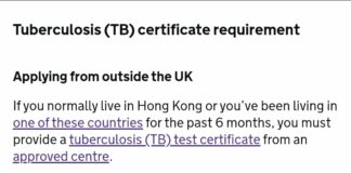 香港tb Test 可以用在英國申請bno Visa