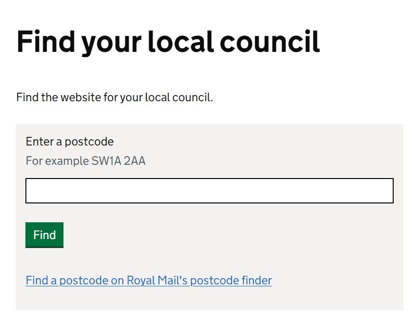 Find you local council at Gov.uk