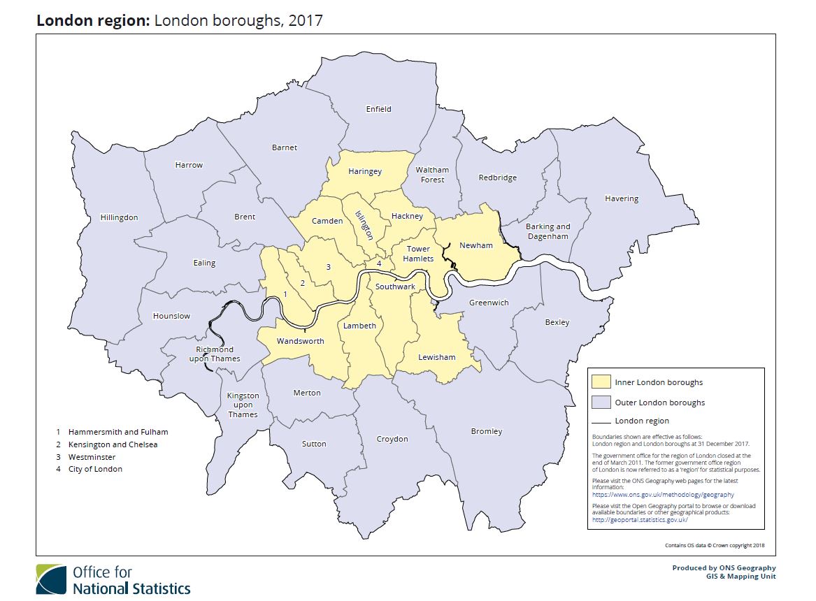 London Boroughs Map 倫敦自治區地圖