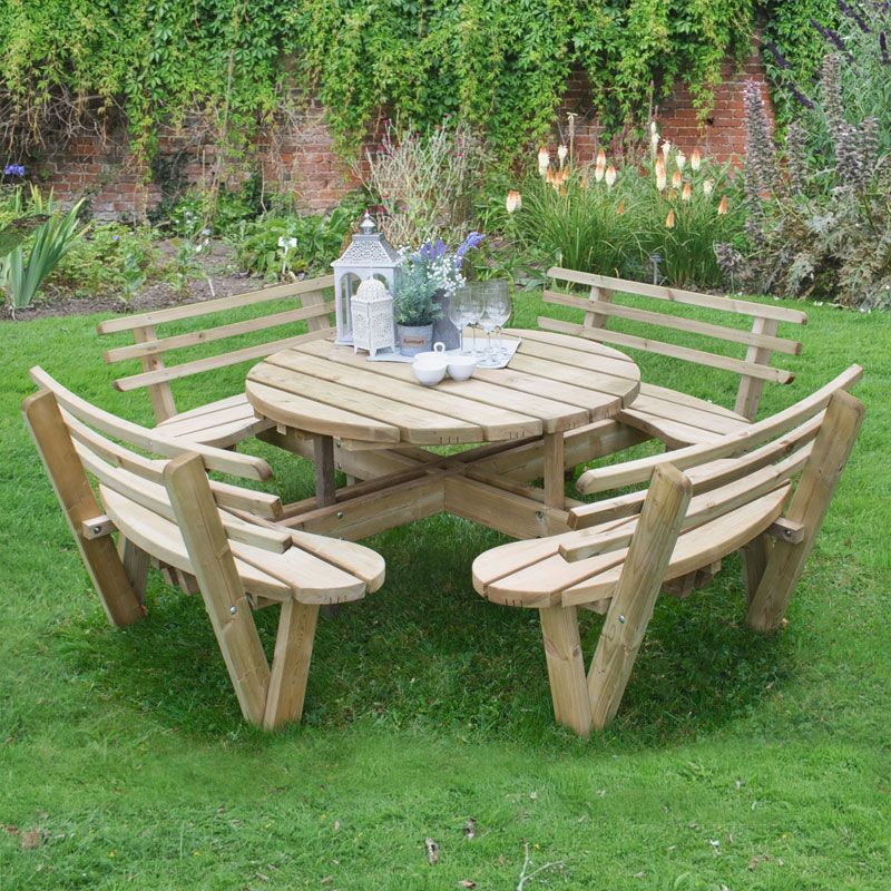 獨具時尚氣息 英國圓形木製花園餐桌 – 8人用