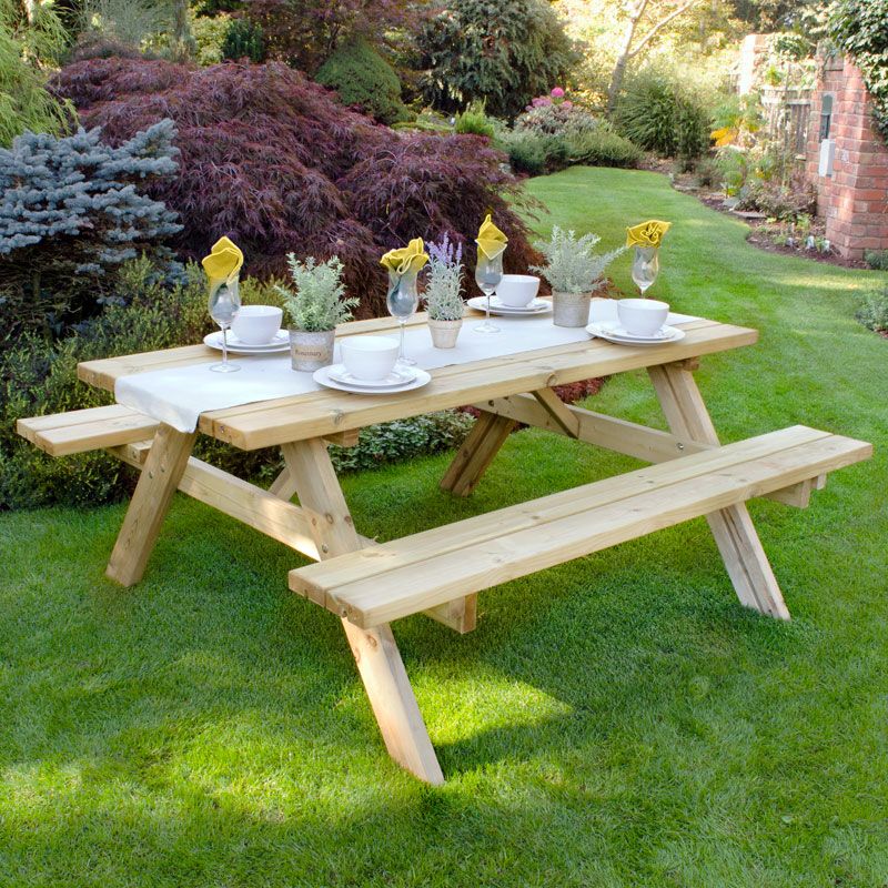 英國長方形木製花園野餐桌